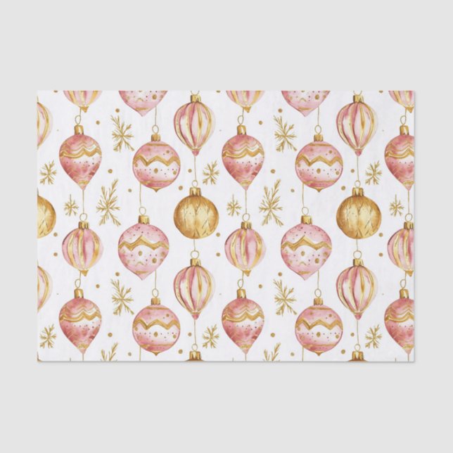 Papel De Seda Navidades de oro rosado Ornamentos de época (Anverso)