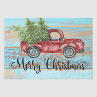 Papel De Seda Navidades de país de Camión Rojo Retro