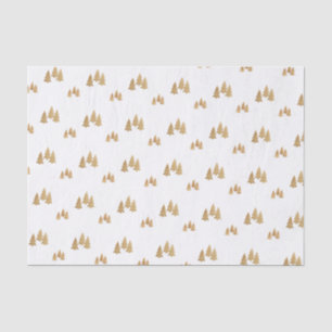 Papel De Seda Navidades de patrón de árbol de pino dorado simple