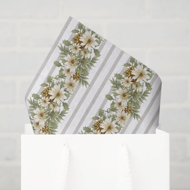 Papel De Seda Navidades de patrón floral tejido fiesta (Bolsa de regalo)