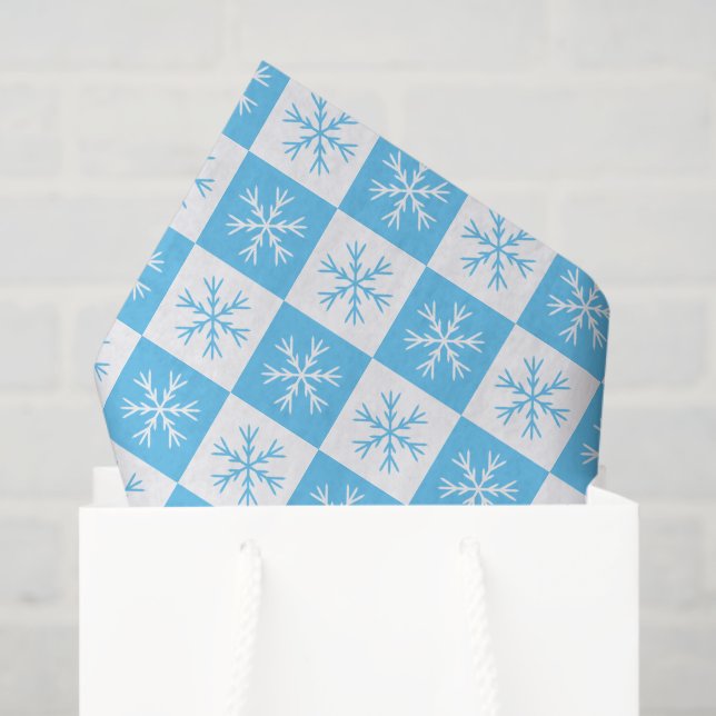 Papel De Seda Navidades de patrones de copo de nieve azul claro (Bolsa de regalo)