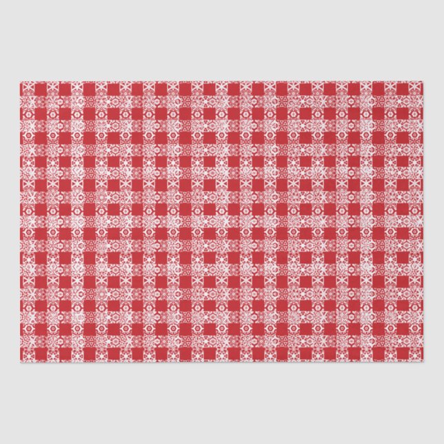 Papel De Seda Navidades de patrones de encaje rojo y blanco (Anverso)