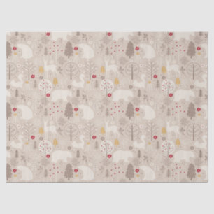 Papel De Seda Navidades de patrones nórdicos de animales de la T