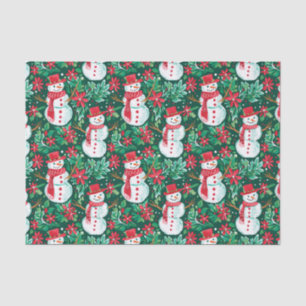 Papel De Seda Navidades de perritos rojos y verdes Snowmen