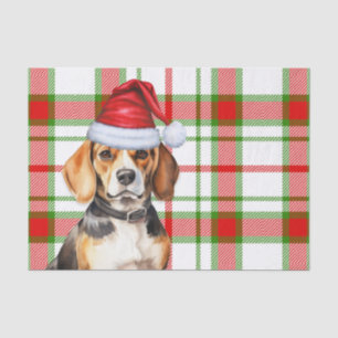 Papel De Seda Navidades de Perro Beagle y Plata Verde Rojo