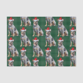 Papel De Seda Navidades de Perro Blue Heeler Green Plaid