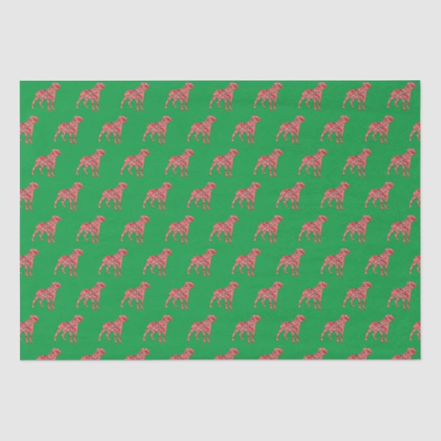 Papel De Seda Navidades de perro Rottie  Silhouette Green (Anverso)