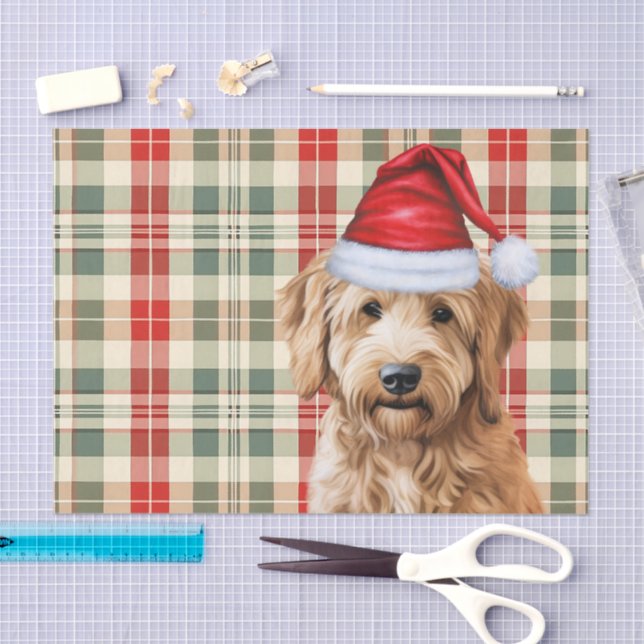 Papel De Seda Navidades de perros de goldendoodle verde festivo (Artesanía)