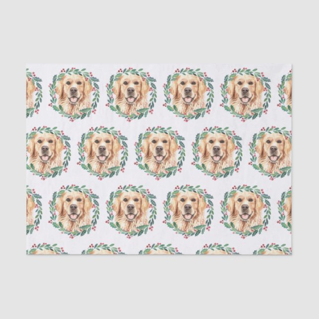 Papel De Seda Navidades de perros elegantes de Golden Retriever (Anverso)