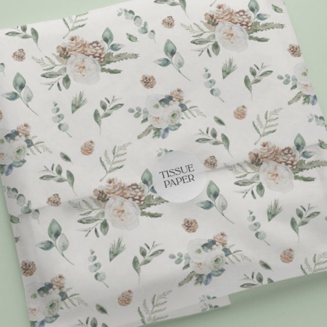 Papel De Seda Navidades de Pinecone Floral Blanca de Invierno (Subido por el creador)