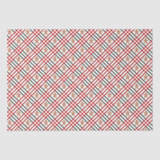 Papel De Seda Navidades de Plaid Gingerbread Red Green (Anverso)
