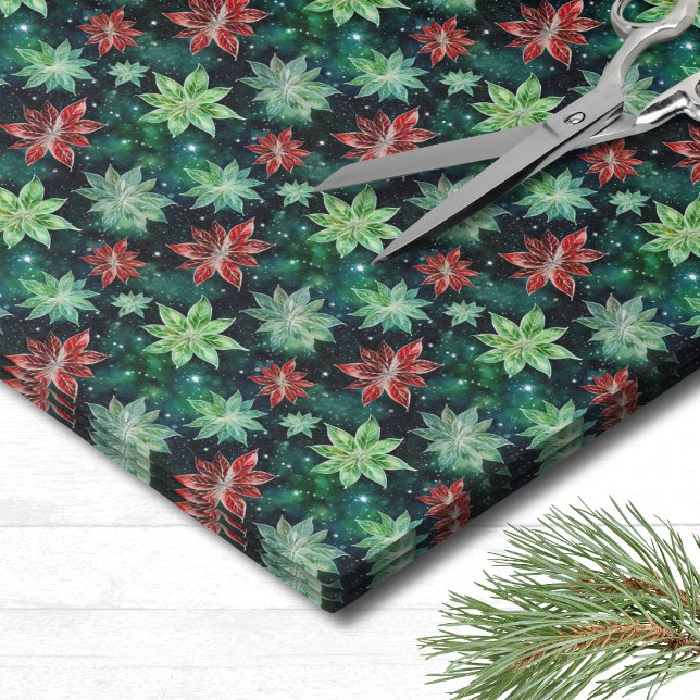 Papel De Seda Navidades de Poinsettia (Classic Holiday Pattern Christmas Tissue Paper)