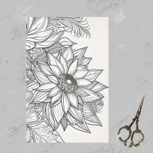 Navidades de Poinsettia Dibujo de Línea Intrincado