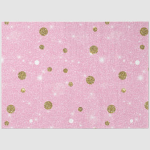 Papel De Seda Navidades de Polka Purpurina rosa dorado blanco