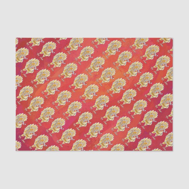 Papel De Seda Navidades De Pollo En Rojo (Anverso)