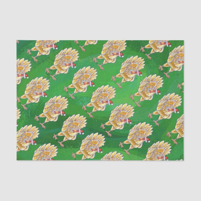 Papel De Seda Navidades De Pollo En Verde (Anverso)