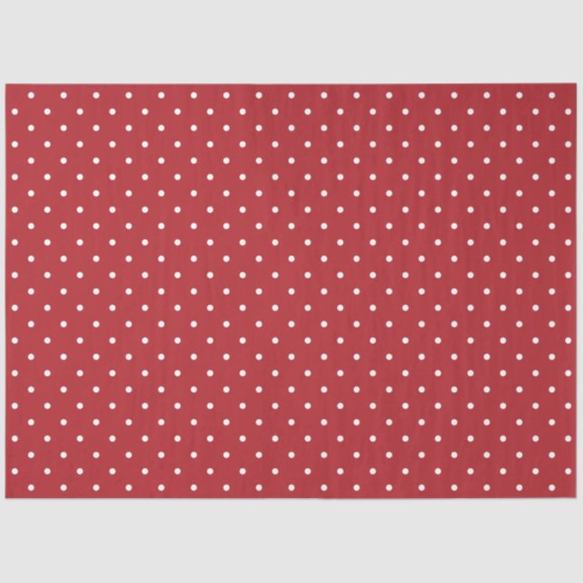 Papel De Seda Navidades de puntos de polka rojo moderado y lindo (Anverso)