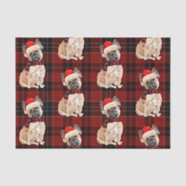 Papel De Seda Navidades de Red Plaid y Bulldog francés