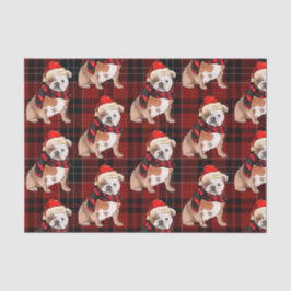Papel De Seda Navidades de Red Plaid y Bulldog inglés