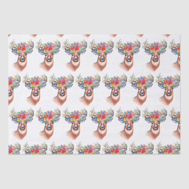 Papel De Seda Navidades de renos de flores de Paterna (Anverso)