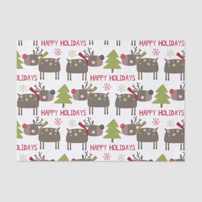 Papel De Seda Navidades de renos dulces vacaciones rústicas (Anverso)