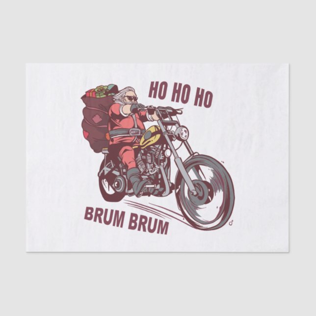 Papel De Seda Navidades de Santa Biker disfrazados para invitaci (Anverso)