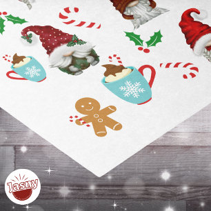 Papel De Seda Navidades de Santa Gnomes Candy Cane Holly