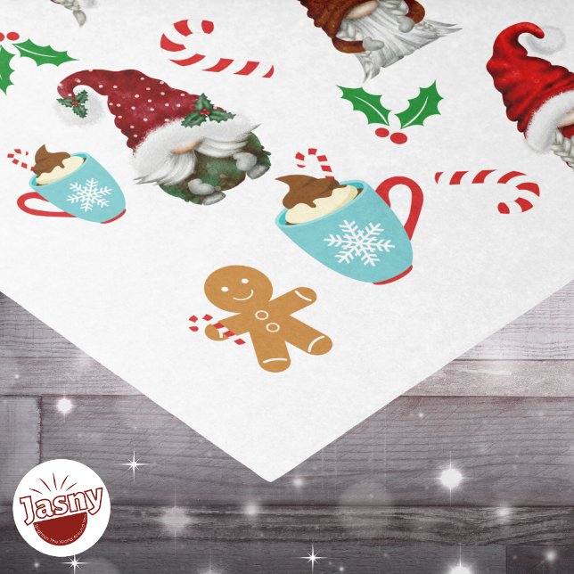 Papel De Seda Navidades de Santa Gnomes Candy Cane Holly (Subido por el creador)