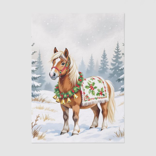 Papel De Seda Navidades de Shetland Pony y Holly (Anverso)