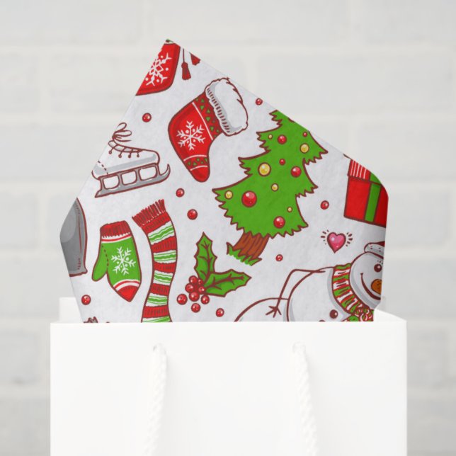 Papel De Seda Navidades de Snowman mullidos días festivos (Bolsa de regalo)