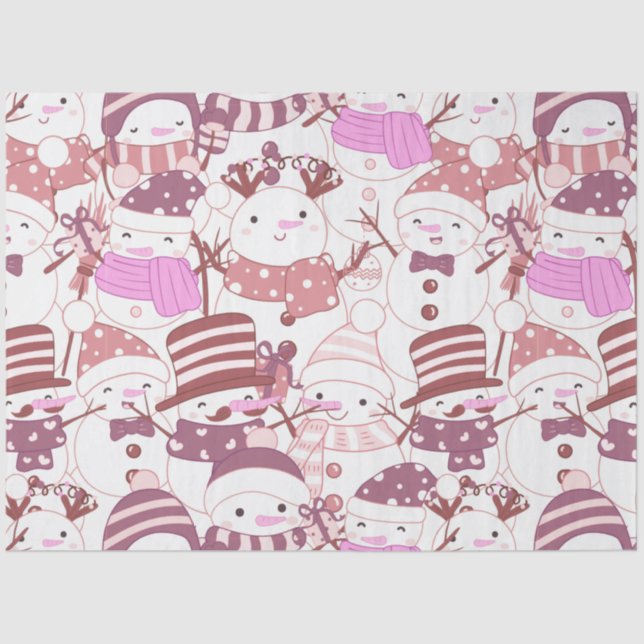 Papel De Seda Navidades de Snowmen superdivertidos y modernos (Anverso)