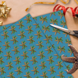 Papel De Seda Navidades de Starfish en Holly Deep Sea Blue Beach