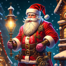 Papel De Seda Navidades de Steampunk. Santa con los engranajes m