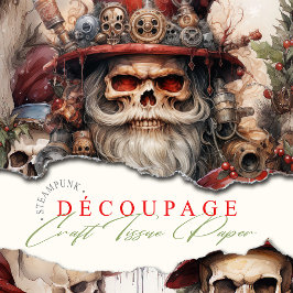 Papel De Seda Navidades de Steampunk Santa Skulls Gothmas