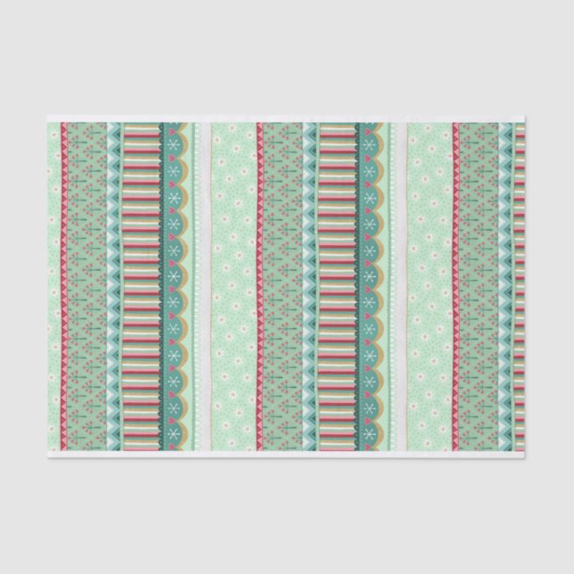 Papel De Seda Navidades de Stripe Green alegres (Anverso)