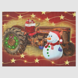 Papel De Seda Navidades de Tractores Rojos de Frosty