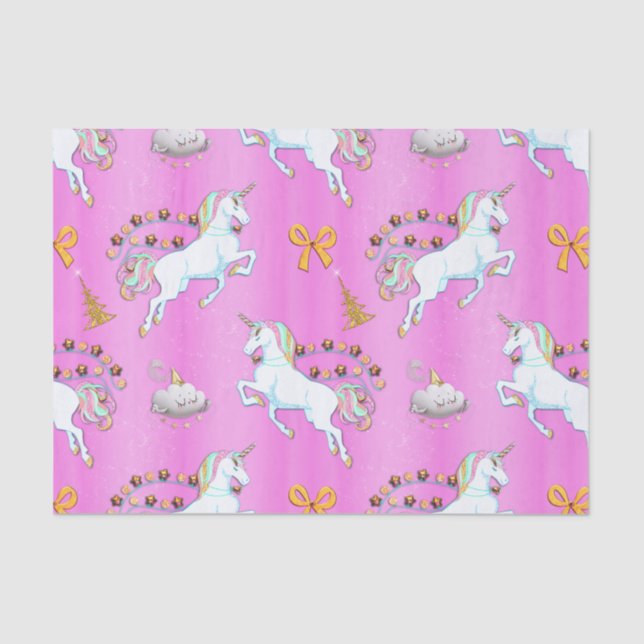Papel De Seda Navidades de Unicornio Rosado (Anverso)