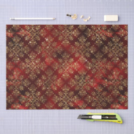 Papel De Seda Navidades de vacaciones de oro Damasco metálico el