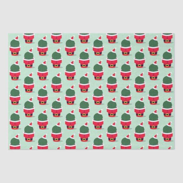 Papel De Seda Navidades de vacaciones de Santa Cactus (Anverso)