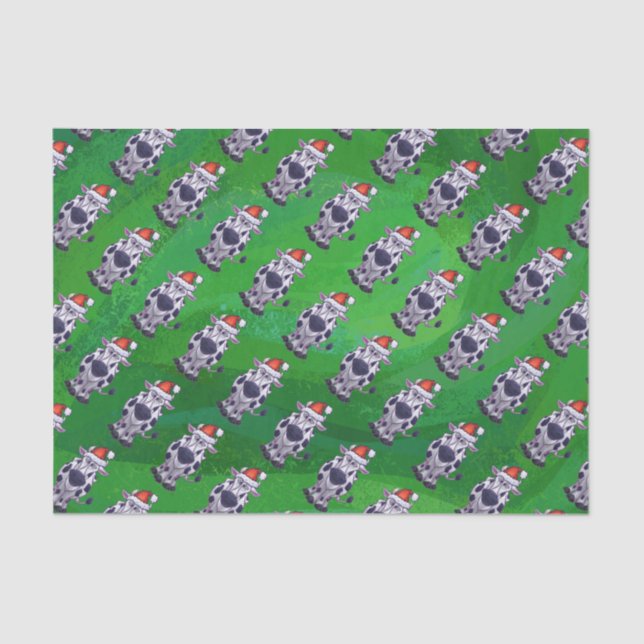 Papel De Seda Navidades De Vacas En Verde (Anverso)