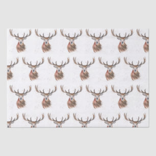 Papel De Seda Navidades de venado acuarela Patrón Woodland Brown