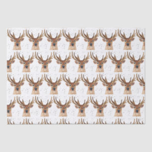 Papel De Seda Navidades de venado acuarela Patrón Woodland Brown