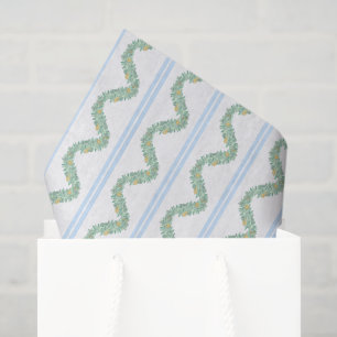 Papel De Seda Navidades de Watercolor Blue Bow Fruit Garland
