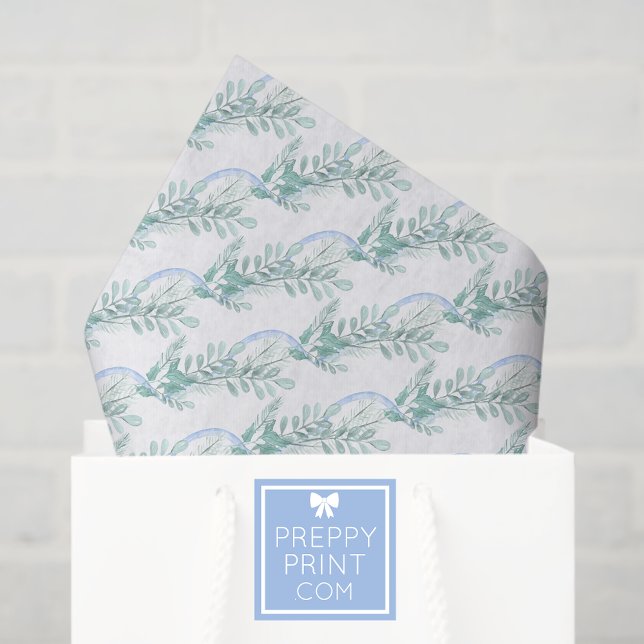 Papel De Seda Navidades de Watercolor Blue Bow Garland (Subido por el creador)