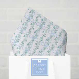 Papel De Seda Navidades de Watercolor Blue Bow Garland