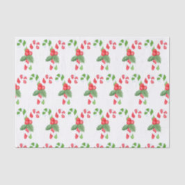 Papel De Seda Navidades de Watercolor Candy Cane