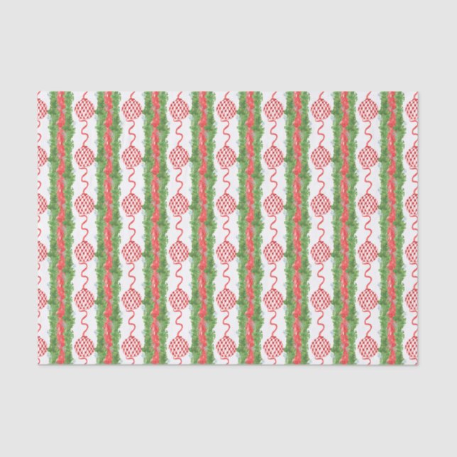 Papel De Seda Navidades de Watercolor Chinoiserie Bow Garland (Anverso)