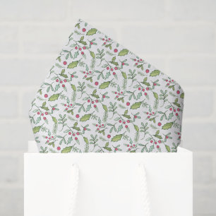 Papel De Seda Navidades de Watercolor Chinoiserie Mistletoe