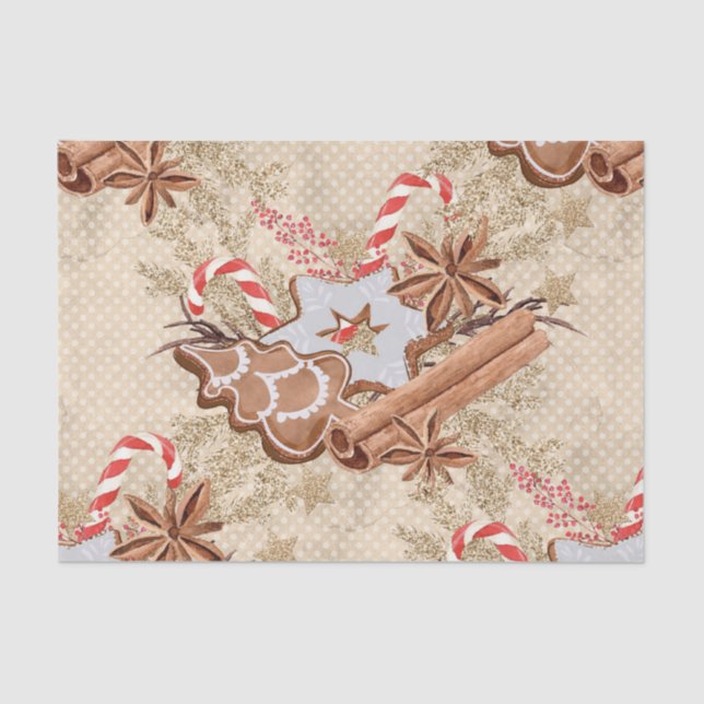 Papel De Seda Navidades de Watercolor Gingerbread Cookies (Anverso)