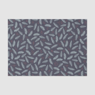 Papel De Seda Navidades de White Pine Boughs Feathers Holly Berr